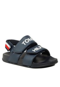 TOMMY HILFIGER - Sandały Tommy Hilfiger Logo Velcro Sandal T1B2-32927-1172 S Blue 800. Kolor: niebieski. Materiał: skóra #1