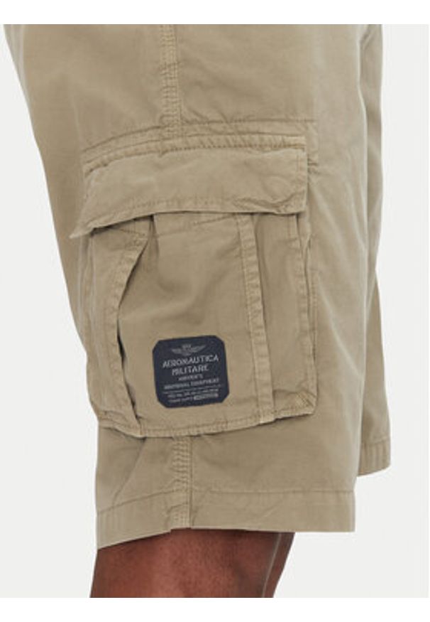 Aeronautica Militare Szorty materiałowe 251BE066CT1122 Khaki Regular Fit. Kolor: brązowy. Materiał: bawełna