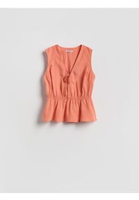 Reserved - Bluzka z modalem - pomarańczowy. Kolor: pomarańczowy. Materiał: tkanina #1
