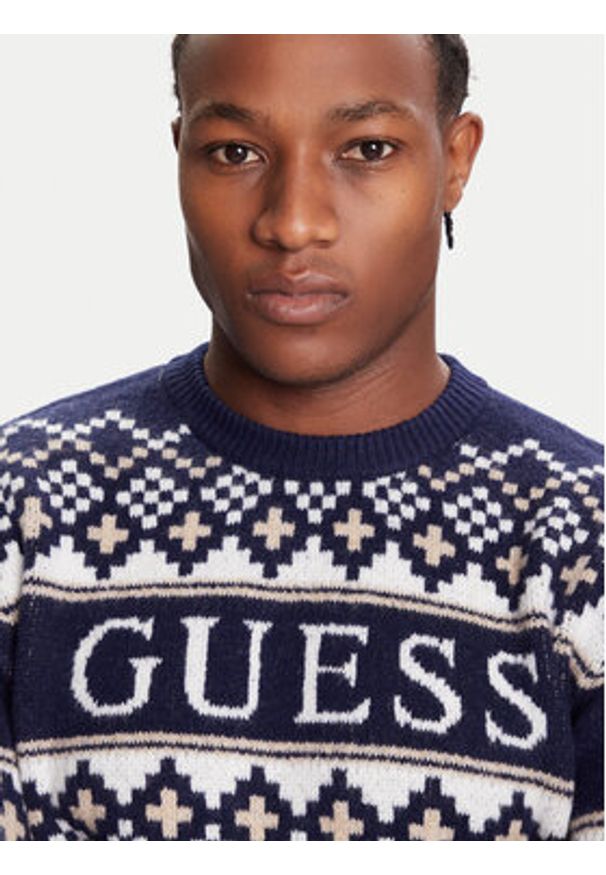 Guess Sweter M5BR61 Z4142 Granatowy Regular Fit. Kolor: niebieski. Materiał: syntetyk
