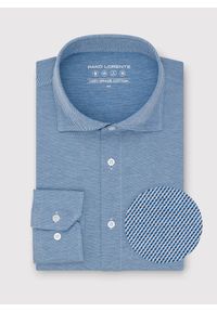 Pako Lorente - PAKO LORENTE - Jasnoniebieska dzianinowa koszula męska. Typ kołnierza: kołnierzyk włoski. Kolor: niebieski. Materiał: dzianina. Długość rękawa: długi rękaw. Długość: długie. Wzór: melanż #9