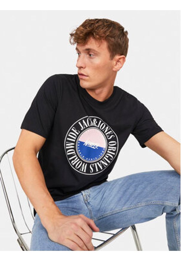 Jack & Jones - Jack&Jones T-Shirt Cobin 12250411 Czarny Standard Fit. Kolor: czarny. Materiał: bawełna