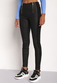 Renee - Czarne Spodnie Skinny Panousa. Stan: podwyższony. Kolor: czarny. Materiał: materiał. Styl: sportowy #4
