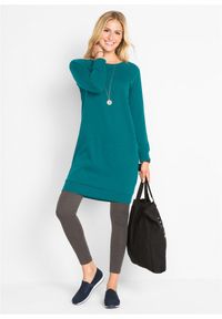 bonprix - Sukienka dresowa z miękkiego materiału frotte. Kolor: niebieski. Materiał: materiał, dresówka. Długość rękawa: raglanowy rękaw. Wzór: prążki #2