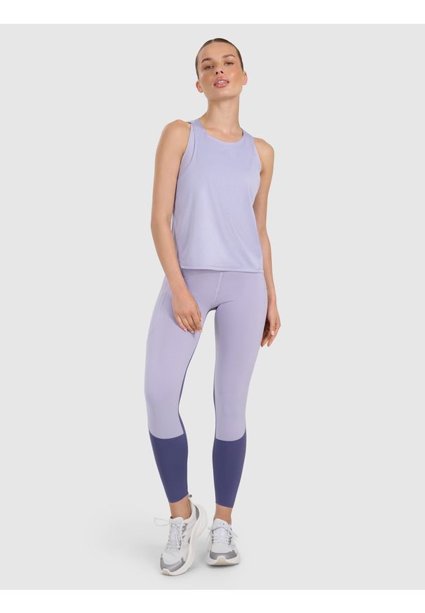 4f - 4F Top treningowy szybkoschnący damski - niebieski XS. Kolor: niebieski. Materiał: tkanina, włókno, syntetyk, materiał. Sport: fitness, joga i pilates