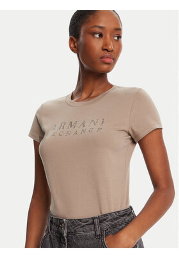 Armani Exchange T-Shirt XW001349 AF17173 U6242 Beżowy Regular Fit. Kolor: beżowy. Materiał: bawełna