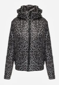 Renee - Zielona Panterkowa Kurtka z Odpinanym Kapturem Anastaera. Kolor: zielony. Materiał: poliester. Długość rękawa: długi rękaw. Sezon: wiosna #2