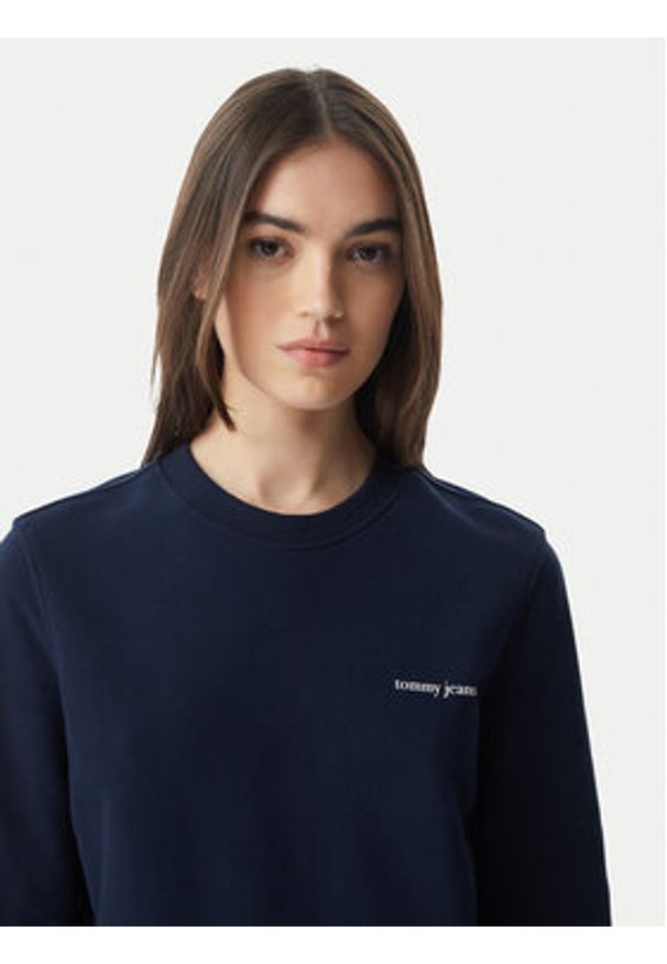 Tommy Jeans Bluza Ess Logo DW0DW22829 Granatowy Regular Fit. Kolor: niebieski. Materiał: bawełna