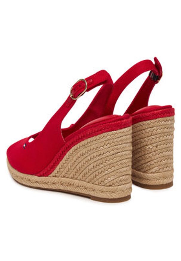 TOMMY HILFIGER - Tommy Hilfiger Espadryle Flag High Wedge Espad Slingback FW0FW09343 Czerwony. Kolor: czerwony. Materiał: materiał