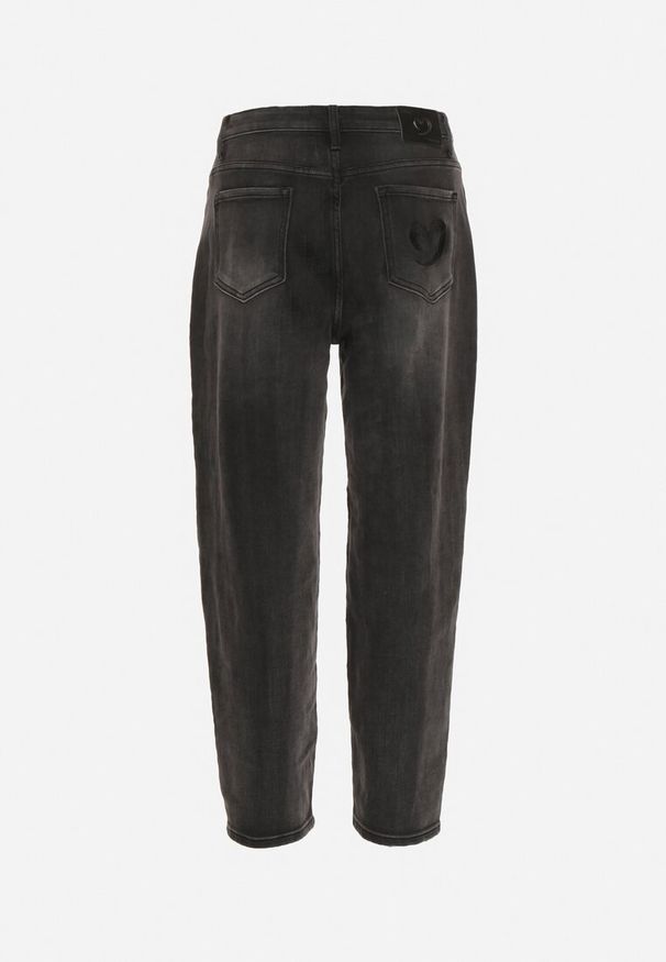 Born2be - Szare Jeansy o Kroju Mom Fit z Wysokim Stanem Ralerra. Okazja: na co dzień. Stan: podwyższony. Kolor: szary. Wzór: gładki. Styl: casual, elegancki