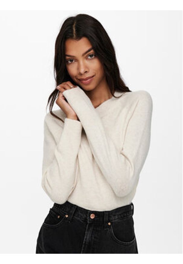only - ONLY Sweter Rica 15204279 Beżowy Regular Fit. Kolor: beżowy. Materiał: syntetyk