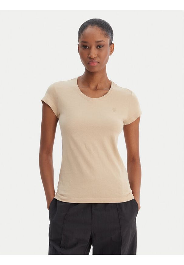 G-Star RAW - G-Star Raw T-Shirt Eyben D24533-4107 Écru Slim Fit. Materiał: bawełna