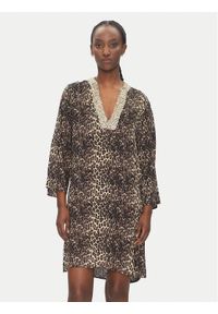 LOLA CASADEMUNT Sukienka letnia LS2516036 Brązowy Relaxed Fit. Kolor: brązowy. Materiał: wiskoza. Sezon: lato