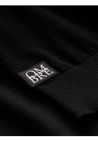 Ombre Clothing - Męski sweter raglan z prążkowanymi rękawami – czarny V2. Okazja: na co dzień. Kolor: czarny. Materiał: prążkowany. Długość rękawa: raglanowy rękaw. Wzór: aplikacja, ze splotem, prążki, jednolity. Styl: casual #7