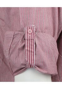 Ravanelli - Modna Koszula z Kołnierzykiem na Guziki - Drobny Prążek, Czerwona. Typ kołnierza: button down. Kolor: czerwony. Materiał: bawełna. Wzór: prążki #7