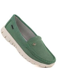 Skórzane półbuty damskie komfortowe zielone Jezzi 7075. Kolor: zielony. Materiał: skóra #1