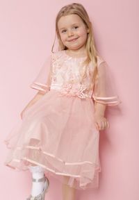 Born2be - Różowa Tiulowa Rozkloszowana Sukienka z Paskiem Ozdobionym Kwiatami Niriwa. Okazja: na imprezę. Kolor: różowy. Materiał: tiul. Wzór: aplikacja, kwiaty. Styl: elegancki #5