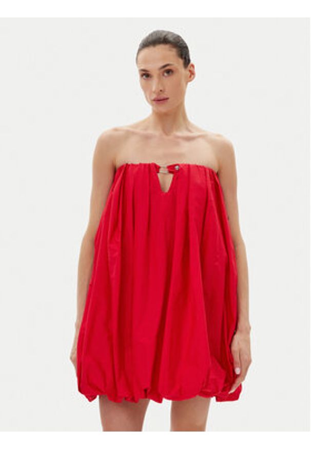 Pinko - PINKO Sukienka letnia 105211 A2LD Czerwony Regular Fit. Kolor: czerwony. Materiał: bawełna. Sezon: lato