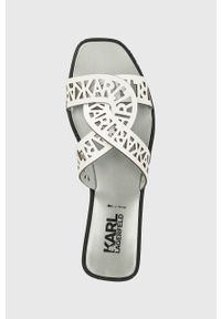 Karl Lagerfeld klapki skórzane SKOOT damskie kolor biały KL80429. Kolor: biały. Materiał: skóra. Wzór: gładki #4