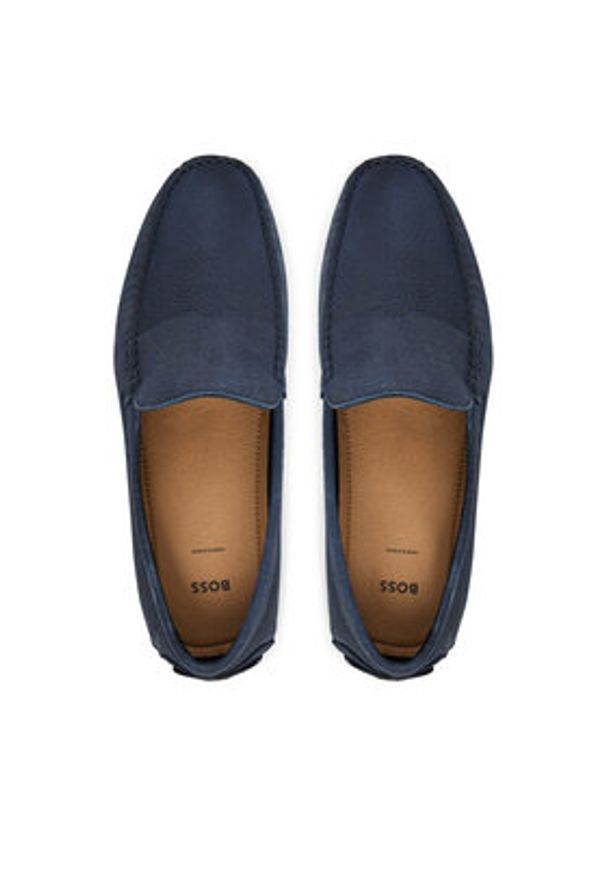 BOSS Mokasyny Noel 50548116 Granatowy. Kolor: niebieski. Materiał: skóra