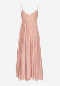 Born2be - Różowa Rozkloszowana Sukienka z Wiskozy z Cyrkoniami Ellitana. Okazja: na co dzień. Kolor: różowy. Materiał: wiskoza. Sezon: lato. Styl: klasyczny, casual, elegancki #7