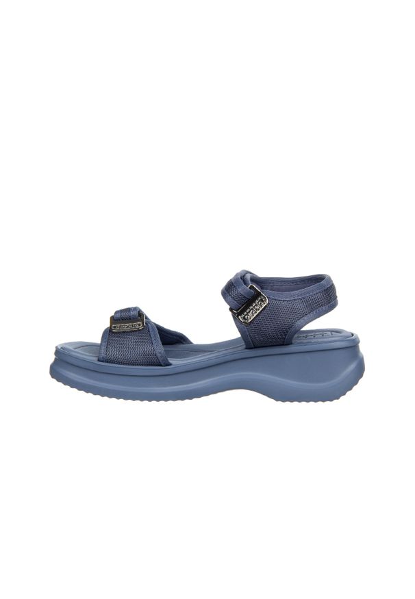 Sandały Azaleia Vera Therapy Pap Ad Jeans Blue 198040, Niebieski, Materiał. Okazja: na co dzień, na spacer. Zapięcie: rzepy. Kolor: niebieski. Materiał: tkanina. Wzór: paski. Styl: casual