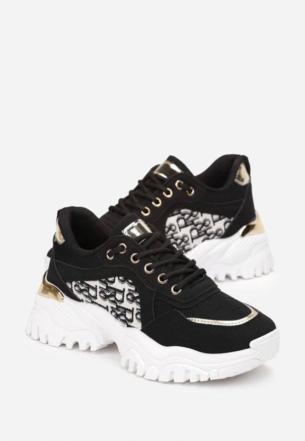 Born2be - Czarne Sneakersy na Grubej Podeszwie Annat. Kolor: czarny