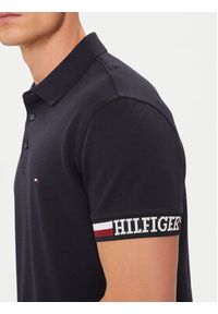 TOMMY HILFIGER - Tommy Hilfiger Polo Monotype Flag MW0MW33585 Granatowy Slim Fit. Typ kołnierza: polo. Kolor: niebieski. Materiał: bawełna, wiskoza #5