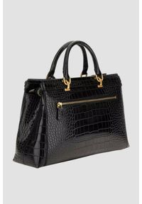 Guess - GUESS Czarna torebka Sestri Luxury. Kolor: czarny. Materiał: skórzane