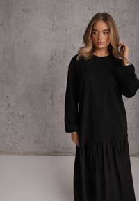 Renee - Czarna Pudełkowa Sukienka z Bawełny Chalisia. Kolor: czarny. Materiał: bawełna. Typ sukienki: proste. Styl: street #4