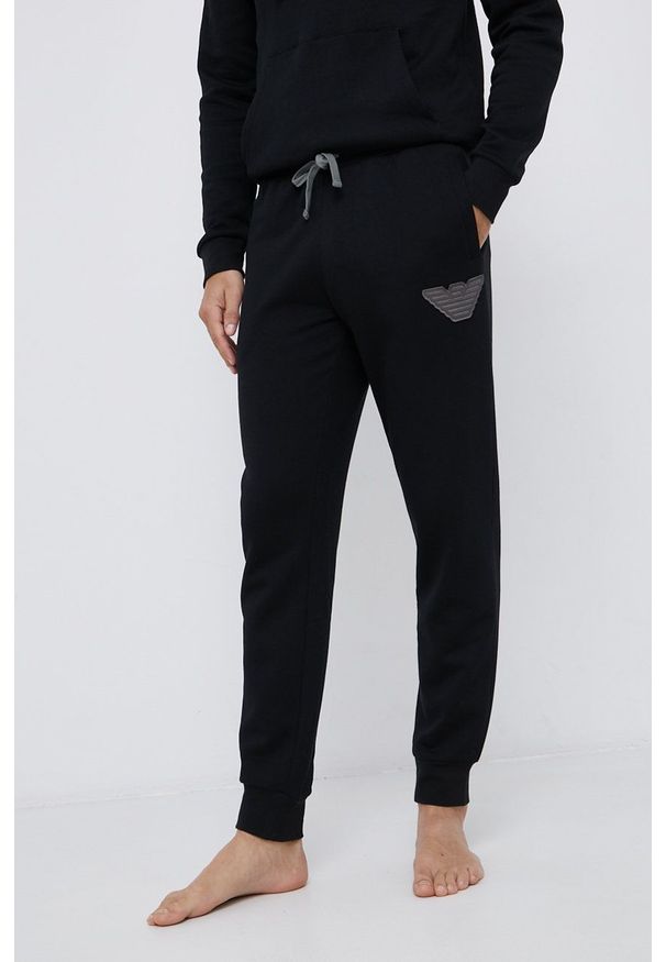 Emporio Armani Underwear - Spodnie. Kolor: czarny. Materiał: dzianina. Wzór: aplikacja