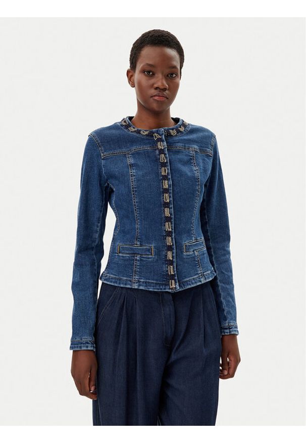 Liu Jo Kurtka jeansowa UA5135 D4448 Niebieski Regular Fit. Kolor: niebieski. Materiał: bawełna