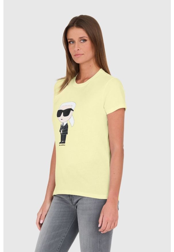 Karl Lagerfeld - KARL LAGERFELD Żółty damski t-shirt Ikonik 2.0 Karl T-shirt, Rozmiar XS. Kolor: żółty