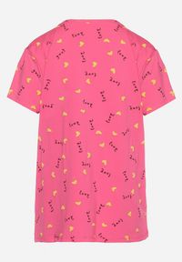 Born2be - Ciemnoróżowy Bawełniany T-shirt w Drobny Print Asdara. Okazja: na co dzień. Kolor: różowy. Materiał: bawełna. Wzór: nadruk. Styl: casual, elegancki #6