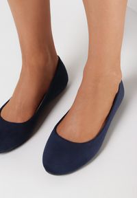 Born2be - Granatowe Balerinki Prisoesa. Nosek buta: okrągły. Kolor: niebieski. Materiał: skóra ekologiczna. Styl: klasyczny