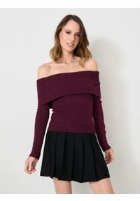 Sinsay - Sweter z dekoracyjnym dekoltem - czerwony. Kolor: czerwony