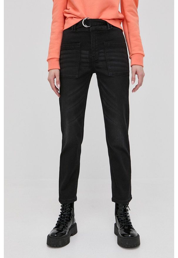 Morgan jeansy damskie high waist. Stan: podwyższony. Kolor: czarny