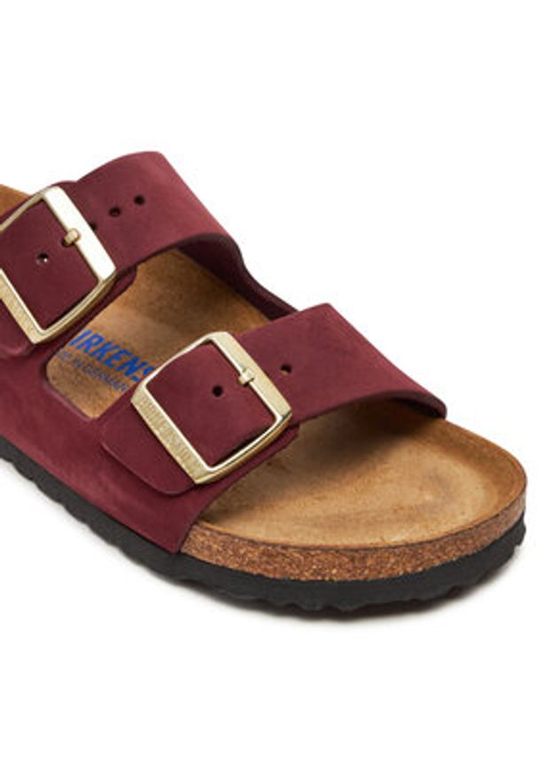 Birkenstock Klapki Arizona Sfb Lenb1028719 Czerwony. Kolor: czerwony. Materiał: nubuk, skóra