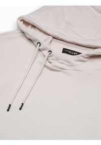 Ombre Clothing - Bluza męska hoodie z przeszyciami - kremowa V1 B1187 - XXL. Kolor: biały. Materiał: dzianina, poliester, bawełna #5