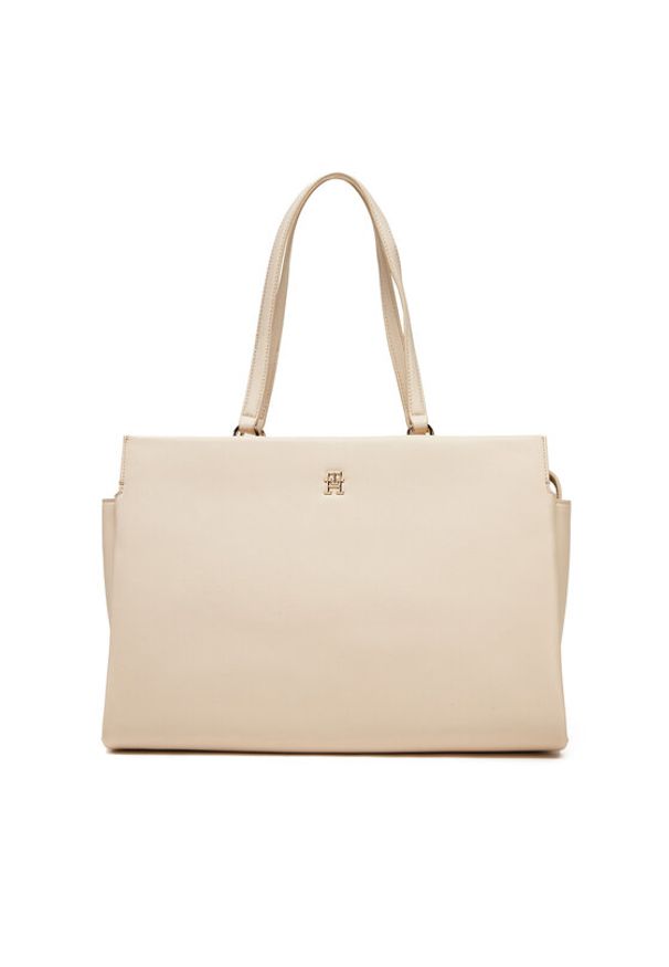 TOMMY HILFIGER - Tommy Hilfiger Torebka Th Legacy Tote AW0AW17197 Écru. Materiał: skórzane