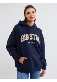 Big-Star - Bluza damska z kapturem granatowa Rubialsa 403. Typ kołnierza: kaptur. Kolor: niebieski. Materiał: dzianina, materiał, skóra. Wzór: aplikacja. Sezon: jesień, zima. Styl: klasyczny #1