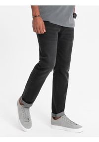 Ombre Clothing - Spodnie męskie jeansowe STRAIGHT LEG - czarne V1 OM-PADP-0133 - XXL. Kolor: czarny. Materiał: jeans. Styl: klasyczny