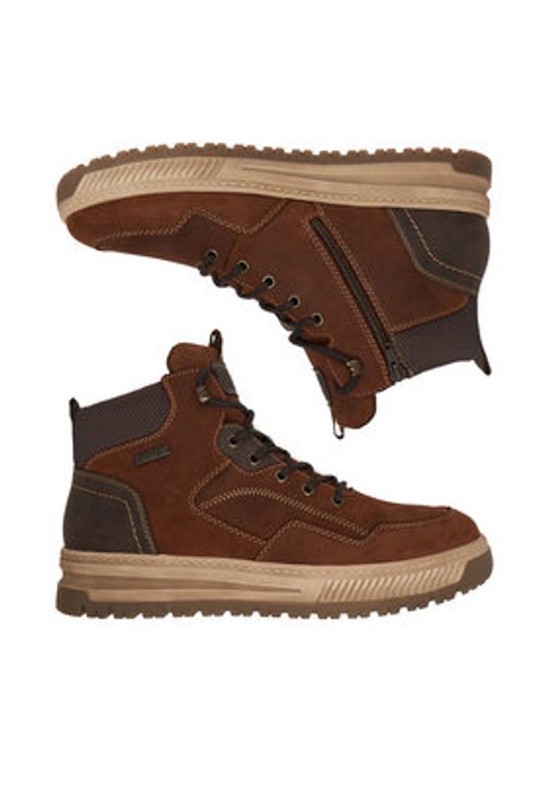 Rieker Sneakersy CEO-38554-22 Brązowy. Kolor: brązowy. Materiał: nubuk, skóra