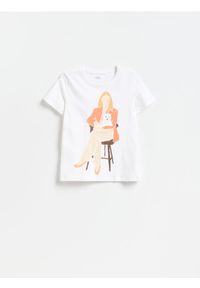 Reserved - T-shirt z nadrukiem - złamana biel. Materiał: bawełna, dzianina. Wzór: nadruk #1