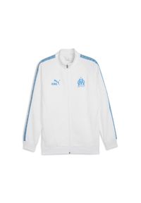 Puma - Męska kurtka Olympique Marsylia KING Anthem PUMA White Bleu Azur Blue. Kolor: niebieski, wielokolorowy, biały. Sport: bieganie