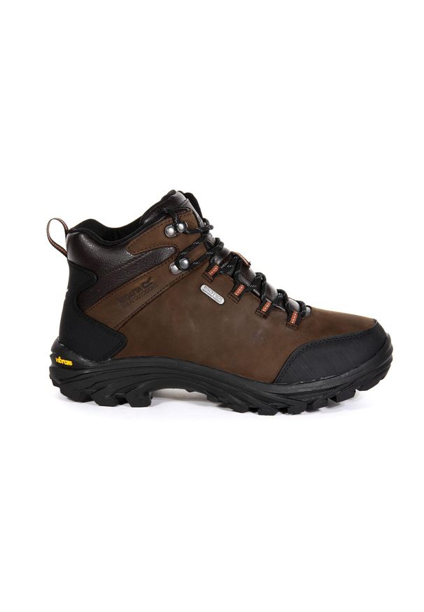 Buty trekkingowe męskie Regatta Burrell skórzane. Okazja: na spacer. Kolor: brązowy. Materiał: skóra. Sport: turystyka piesza