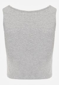 Born2be - Szary Prążkowany Top na Szerokich Ramiączkach z Bawełny Zdobiony Guzikami Bernella. Okazja: na spacer. Kolor: szary. Materiał: prążkowany, bawełna. Długość rękawa: na ramiączkach. Wzór: aplikacja. Sezon: zima, lato. Styl: elegancki #5