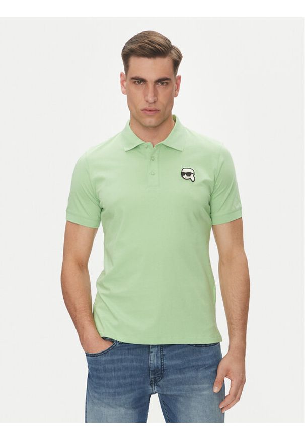 Karl Lagerfeld - KARL LAGERFELD Polo 745710 552224 Zielony Regular Fit. Typ kołnierza: polo. Kolor: zielony. Materiał: bawełna