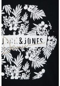 Jack & Jones bluza męska kolor czarny z kapturem z nadrukiem. Typ kołnierza: kaptur. Kolor: czarny. Wzór: nadruk #2