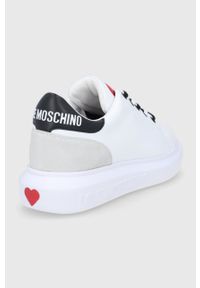 Love Moschino buty skórzane kolor biały. Nosek buta: okrągły. Zapięcie: sznurówki. Kolor: biały. Materiał: skóra. Obcas: na platformie #2